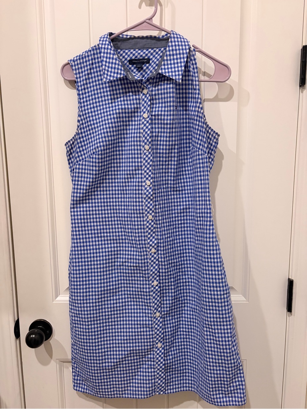 Tommy Hilfiger Blue Gingham Sleeveless Shirt Dress